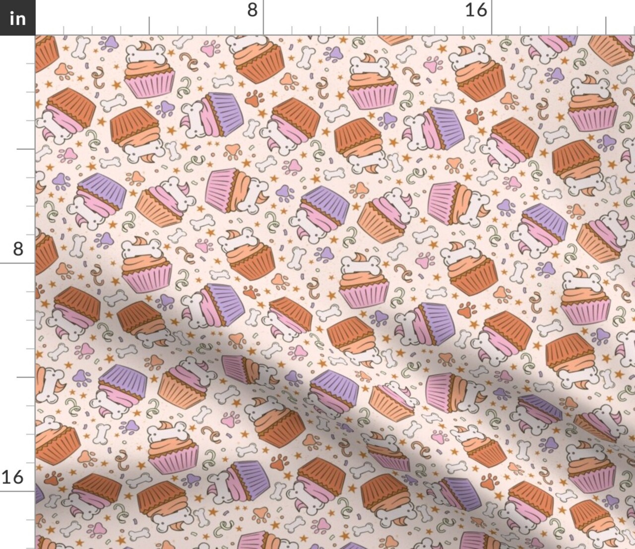 Puppy Party Pet Celebration Birthday Cupcakes Dog Bones Cute Kids Custom Printed Fabric by Spoonflower Various Fabrics by the Yard or Fat Quarter